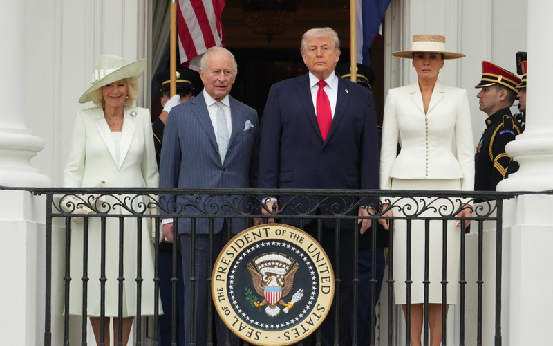 Trump and Charles greet each other warmly to start day of diplomacy