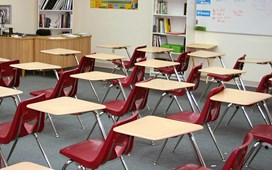 Desks in High School Classroom