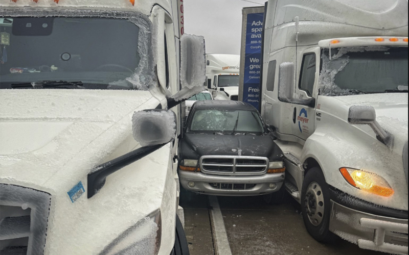 Drivers skid and crash as wintry mix grips central US before moving east