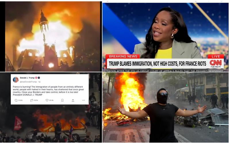 France is on fire but liberal media turns up the heat on President Trump