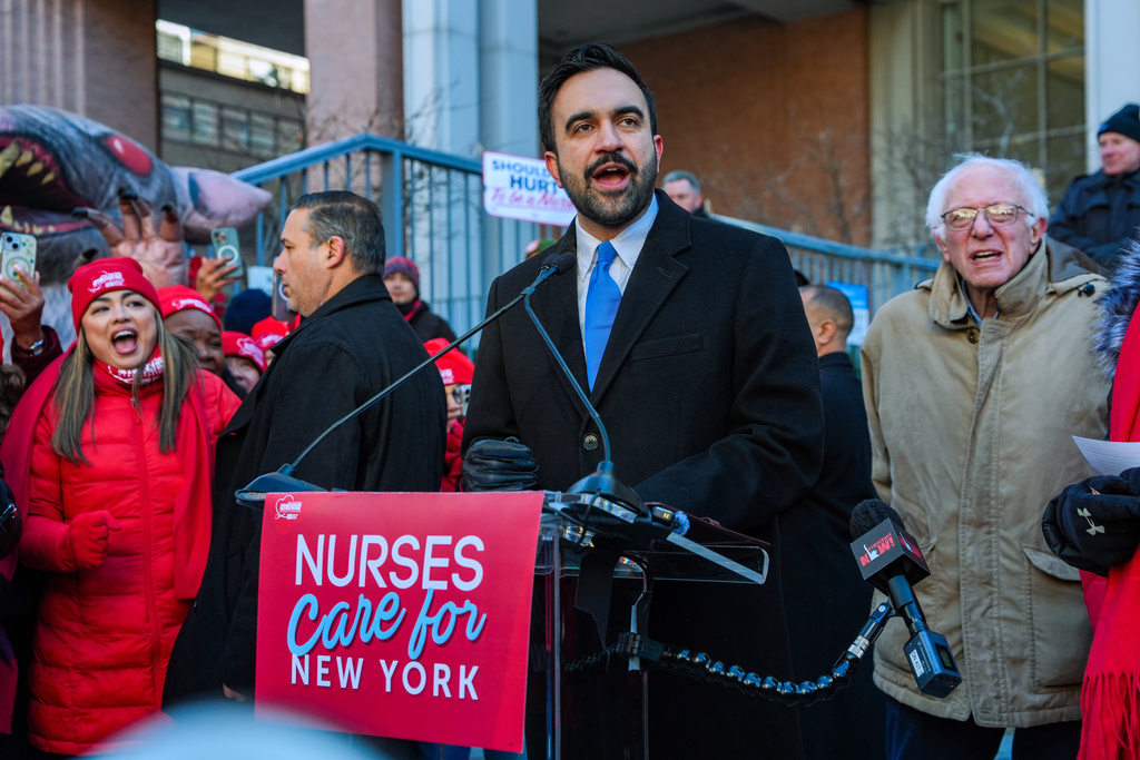 Mayor Mamdani and Senator Bernie Sanders rally with nurses on ninth day of strike