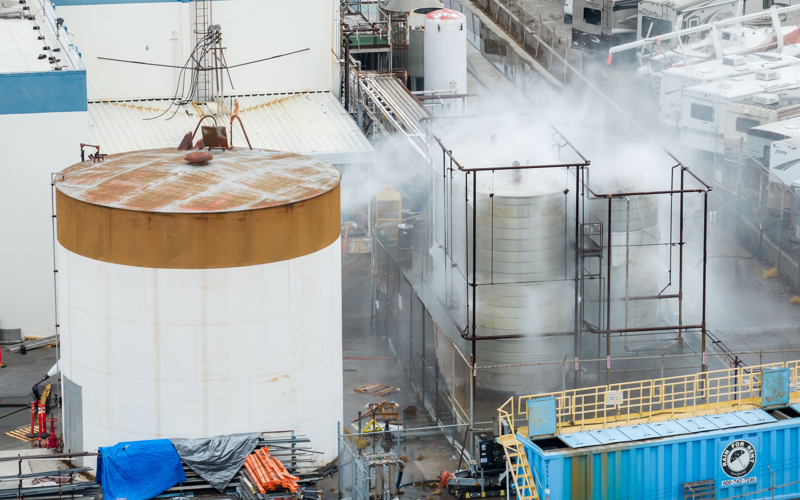 The risk of a catastrophic chemical tank explosion in California has been eliminated, officials say